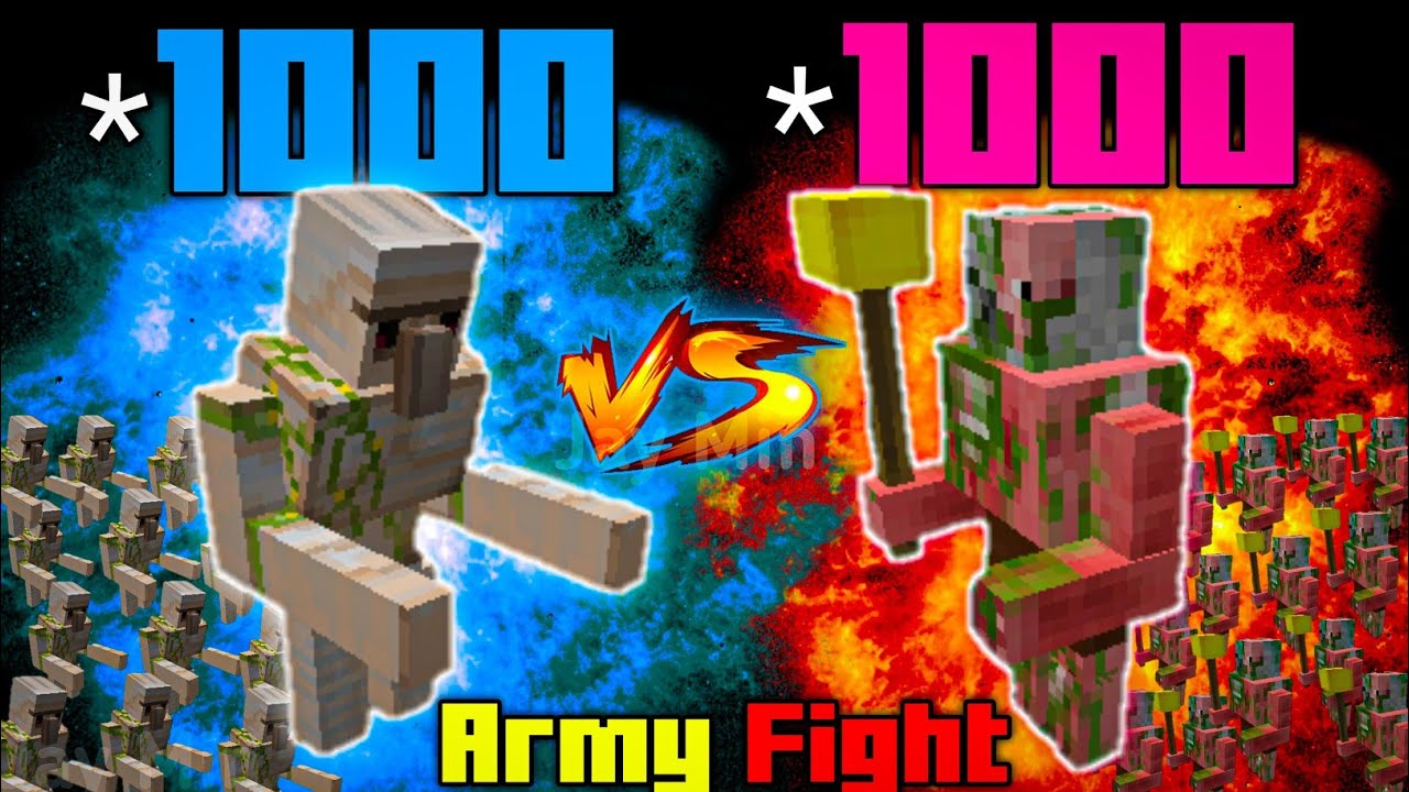 1000 MUTANT IRON GOLEM VS 1000 MUTANT ZOMBIE PIGMAN MINECRAFT 🔥 YouTube