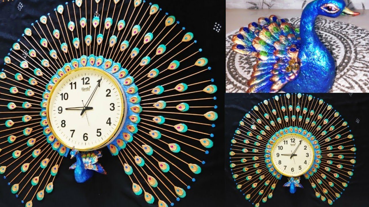 DIY Decorative peacock wall clock/Wall hanging/within ₹100 make your