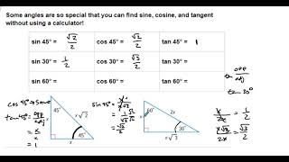Alg2 Sem 2 Unit 6 Lesson 2 Solving for Triangle Sides - Special Trig Ratios
