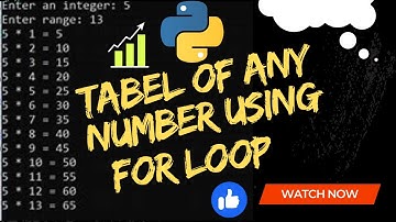 python program to print the table of any number using for loop.