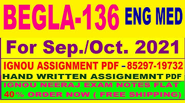 BEGLA 136 solved assignment in English 2020-21 / BEGLA-136 Ignou solved assignment with answer free.