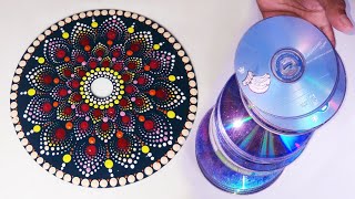 Combination of dots and Swooshes mandala 🥰 Makeover of an old CDs