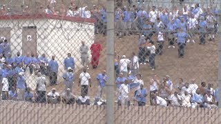 More than half a dozen people protested outside the california
rehabilitation center in norco, two days after riot that they claim
was caused by new stat...