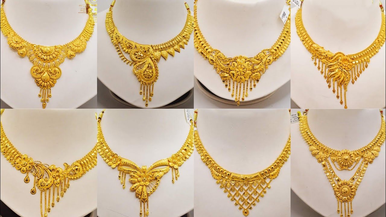 Light Weight Gold Necklace Designs With WEIGHT / New Gold NECKLACE / light  necklace Designs - YouTube