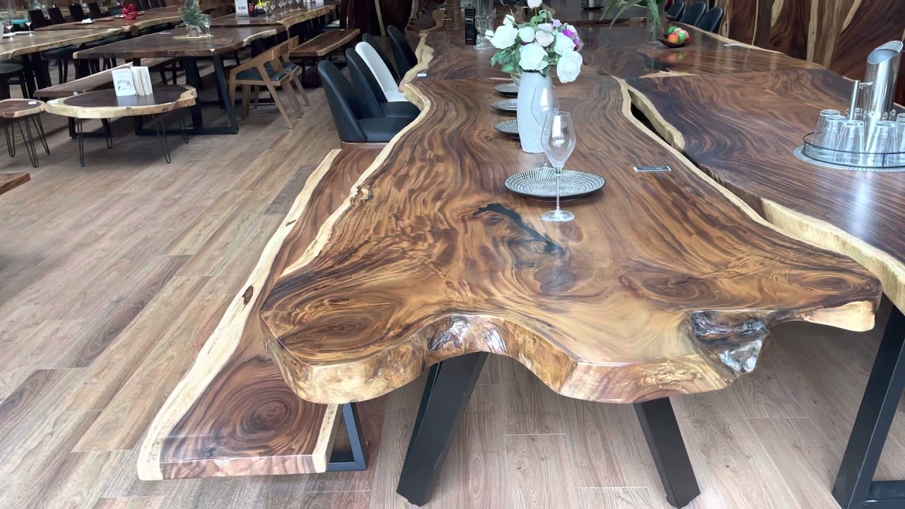 3.2m unique live edge dining table ( NTS 494) set with bench seat