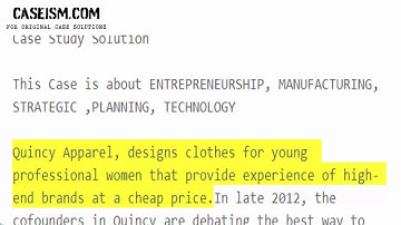 Quincy Apparel (A) Case Study Help - Caseism.com