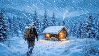 Escaping the snowstorm in an abandoned wooden cabin | WINTER IS COMING
