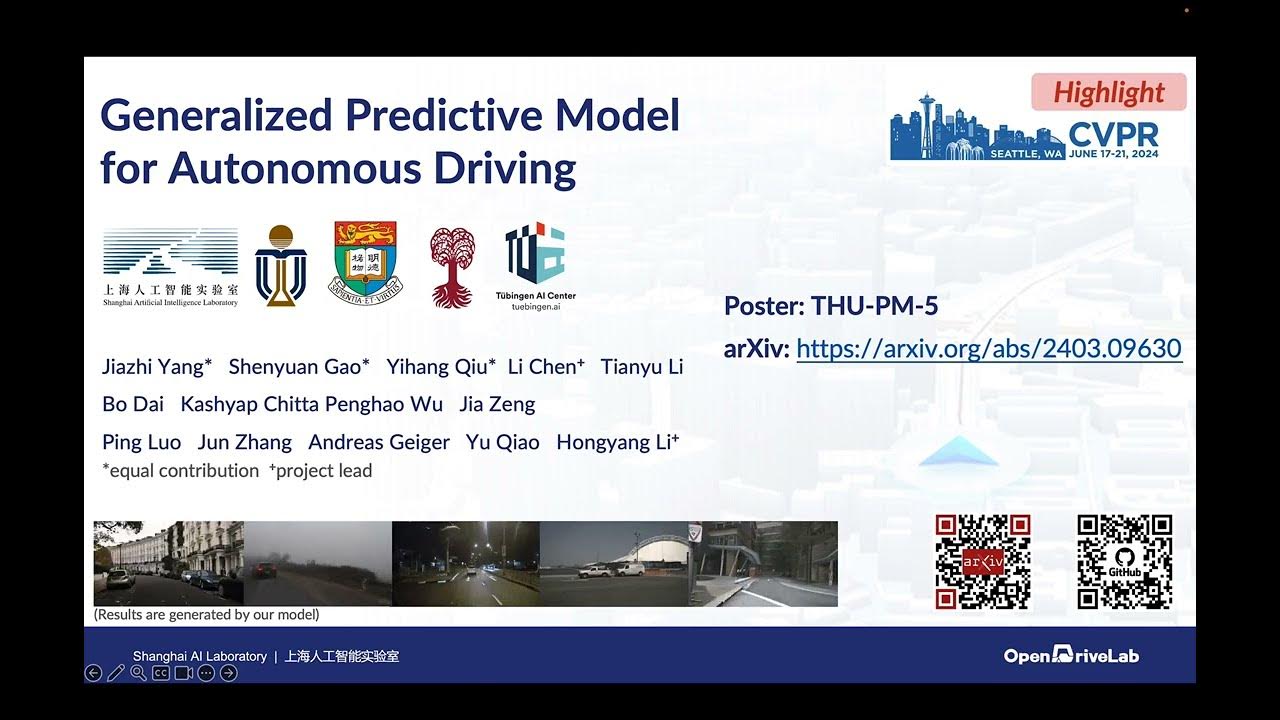 [CVPR 2024 Highlight] Generalized Predictive Model for Autonomous Driving YouTube