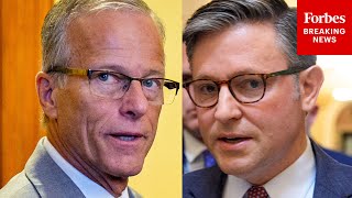 FULL BRIEFING: John Thune Speaks To Reporters After Johnson Ends House Session To Avoid Epstein Vote