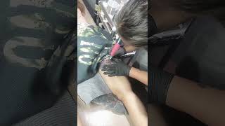 Sexy thigh tattoo done