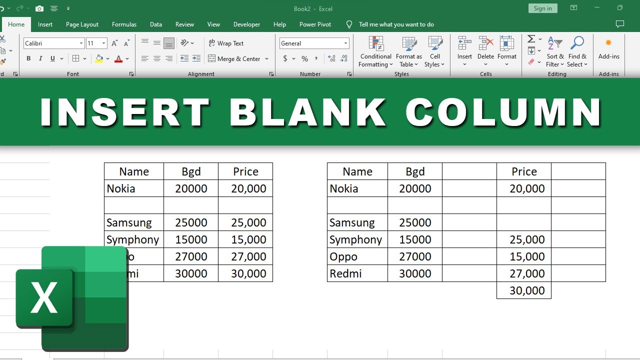 How to insert a blank column after every column in excel youtube