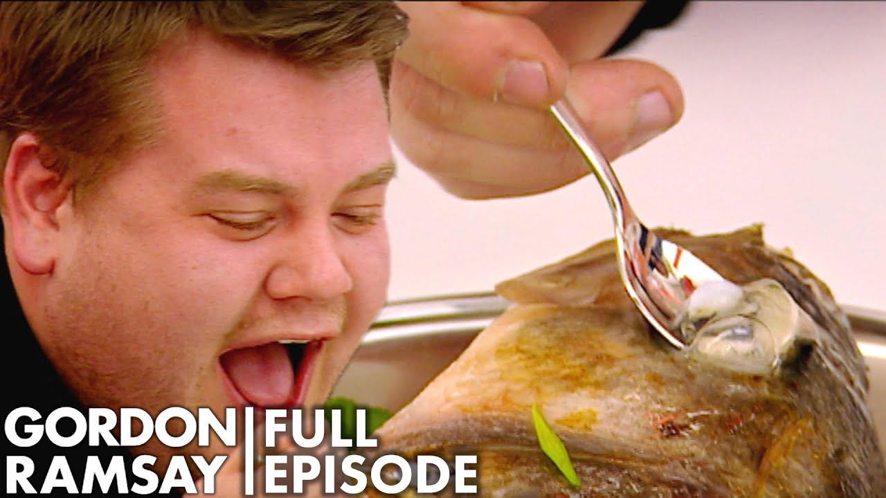 Gordon Ramsay Gets James Corden To Eat A Fish