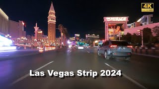 Night drive along Las Vegas Boulevard and Downtown Las Vegas 2024