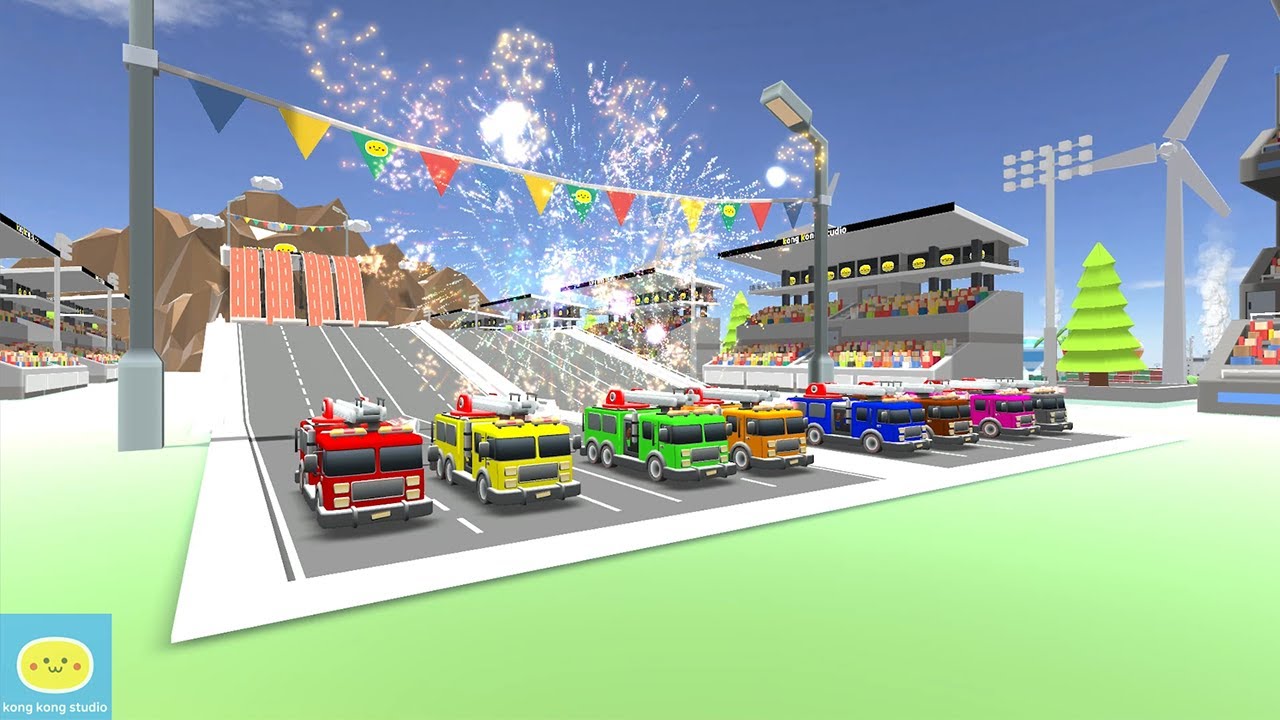 Learn colors for Kids with Funny Fire Trucks - YouTube