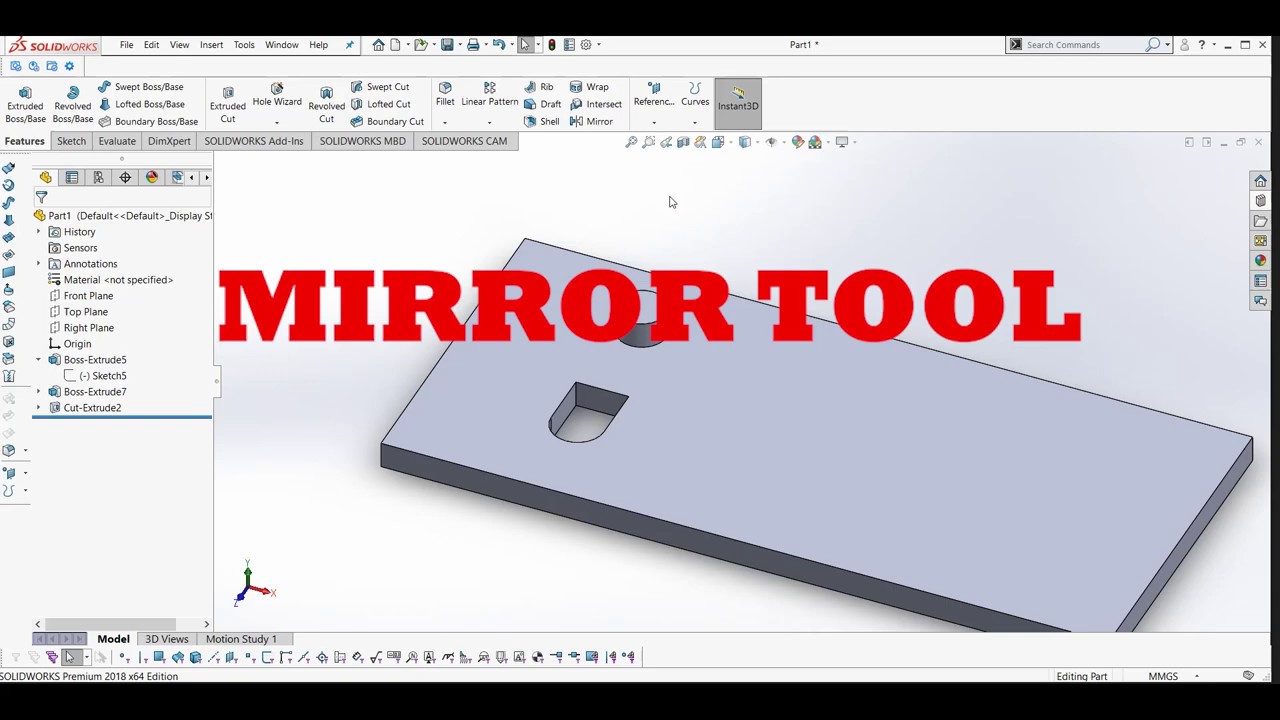 Solidworks beginners tutorial #31 - Mirror Tool in hindi - YouTube