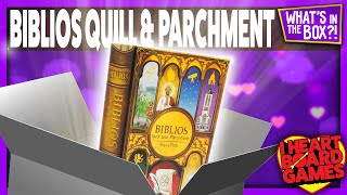 Biblios Quill and Parchment: What's In The Box? (Roll & Write Push Your Luck Dice Game)