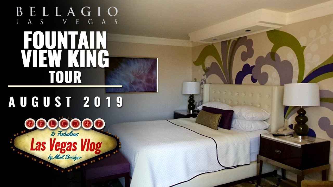 Bellagio Hotel Casino Las Vegas Fountain View King Room 17066 Room Tour 14th August 2019