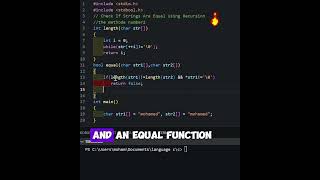 Check If Strings Are Equal Using Recursion#coding #javascript #python #clanguage #vscode #arduino #p