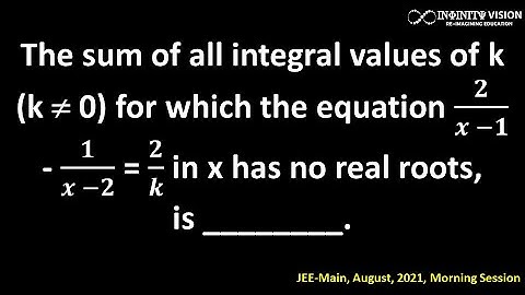 Quadratic equations: The sum of all integral values of k (k≠ 0) for which the equation [JEE-Main]
