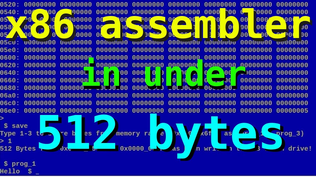 A bootable x86 assembler in under 512 bytes - YouTube