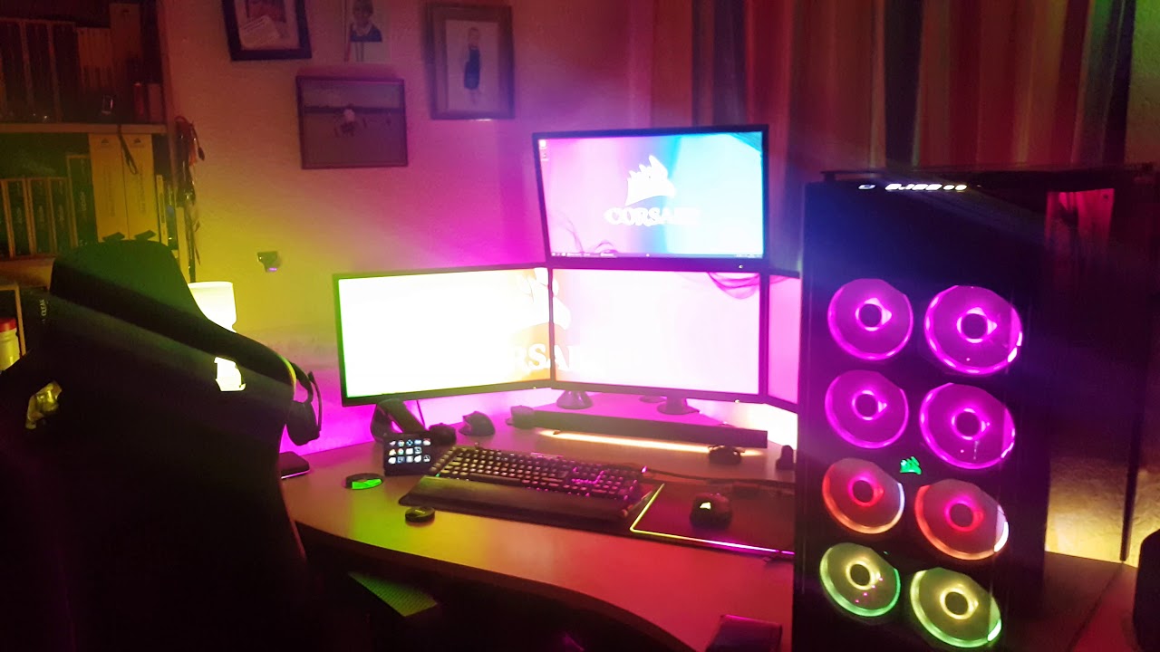 Corsair iCue, Wallpaper engine,Philip Hue sync........ Note To self.. must  get a better Camera! : r/pcmasterrace