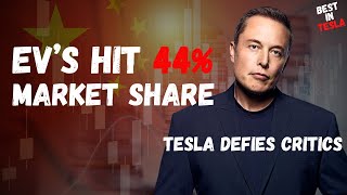 Tesla Defies Critics - Ranks 4th in China's Booming EV Market that hits 44% Market share!