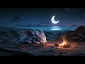 Relax with a purring dragon pup  crackling fire  relaxing ocean waves at night  light fury asmr
