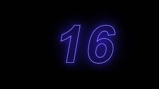 Neon light glowing countdown from 1 to 20 seconds