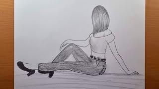 Como Desenhar Uma Garota Sentada Fácil Esboço A Lápis Para Iniciantes Menina Desenhando