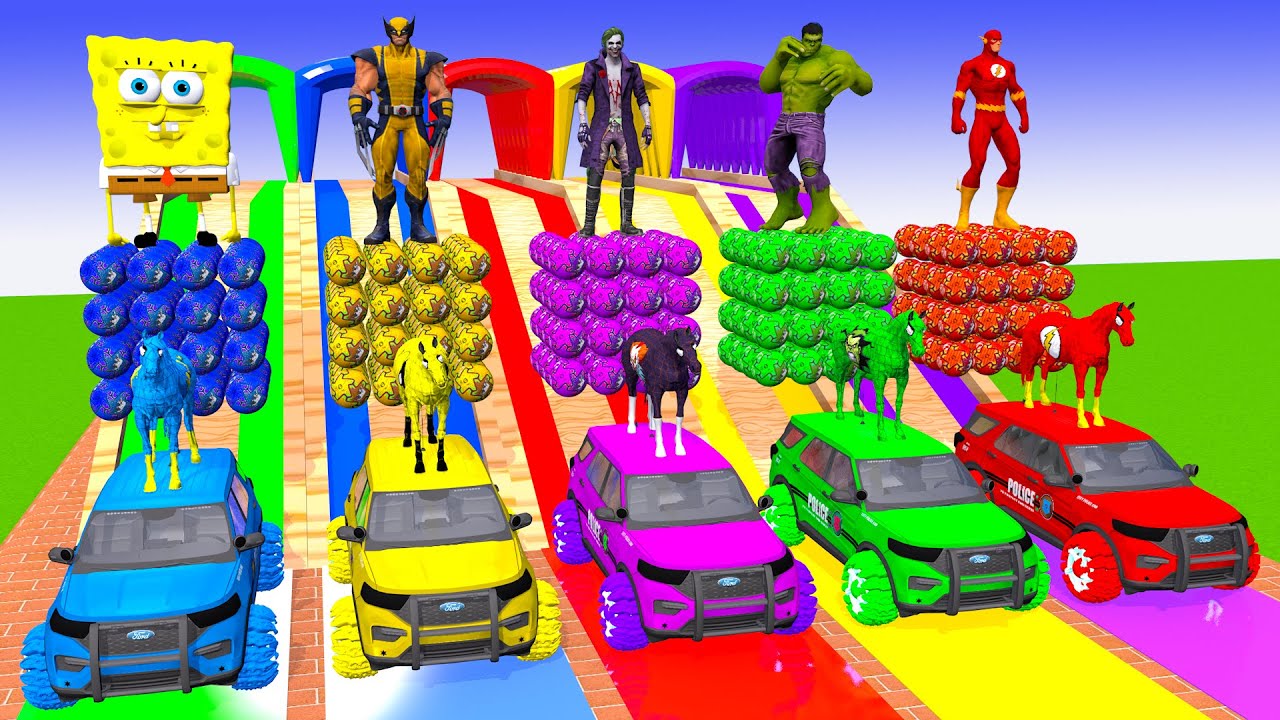 Long Slide Game With Cow Elephant Gorilla Hippopotamus Tiger - 3d Animal Game - Funny 3d Animals