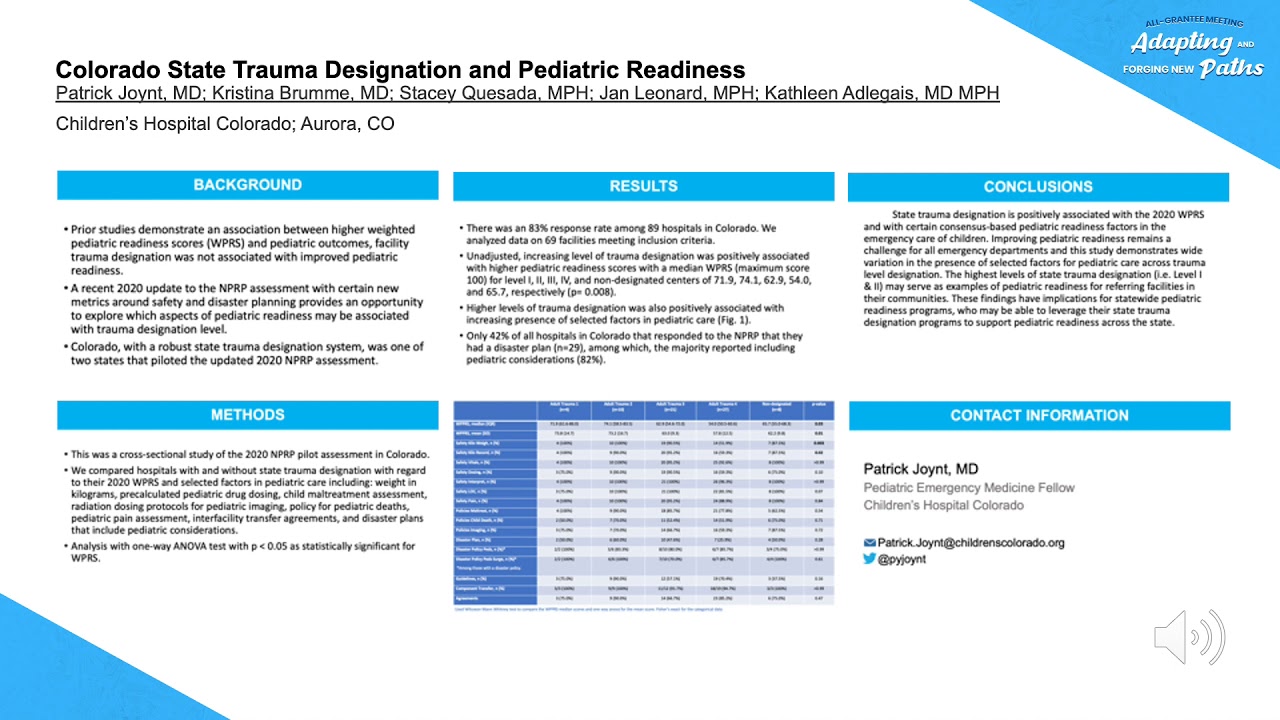 Colorado State Trauma Designation and Pediatric Readiness