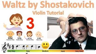 Waltz by Shostakovich sheet music and easy violin tutorial