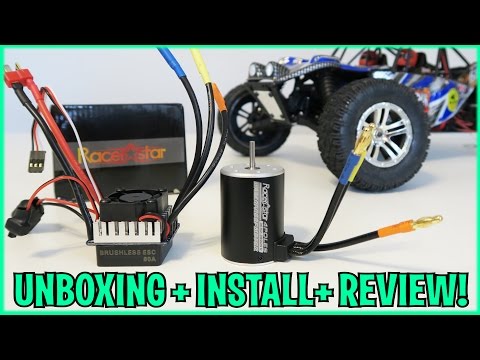 UNBOXING + INSTALL + LETS PLAY! - Racerstar 3650 BRUSHLESS Motor UPGRADE + 60A ESC - Truck Truggy RC