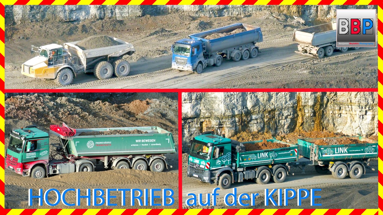 Steinbruch verfüllen: MAN, Mercedes, Volvo Kipper, CAT D6, 745 - Dez. 2025.