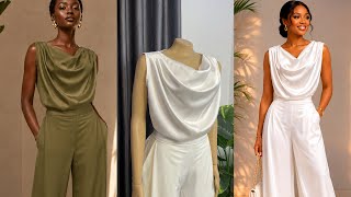 How to Cut and Sew a Cowl Neckline Blouse with Shoulder Pleat