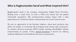 Download Lagu Meet Raghunandan Saraf  The Visionary Behind India’s Fastest Growing Furniture Brand MP3