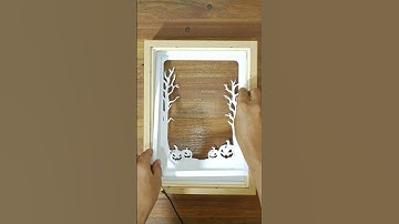 A 3D Halloween Lightbox Template Featuring Pumpkins Lights Paper Cut Light Box.