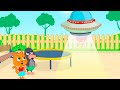 Cats Family in English - Alien Ship Cartoon for Kids