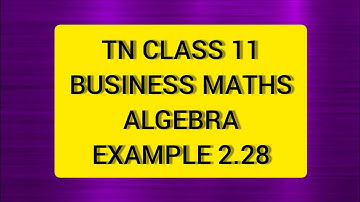 TN Class 11 Business maths Algebra Example 2.28