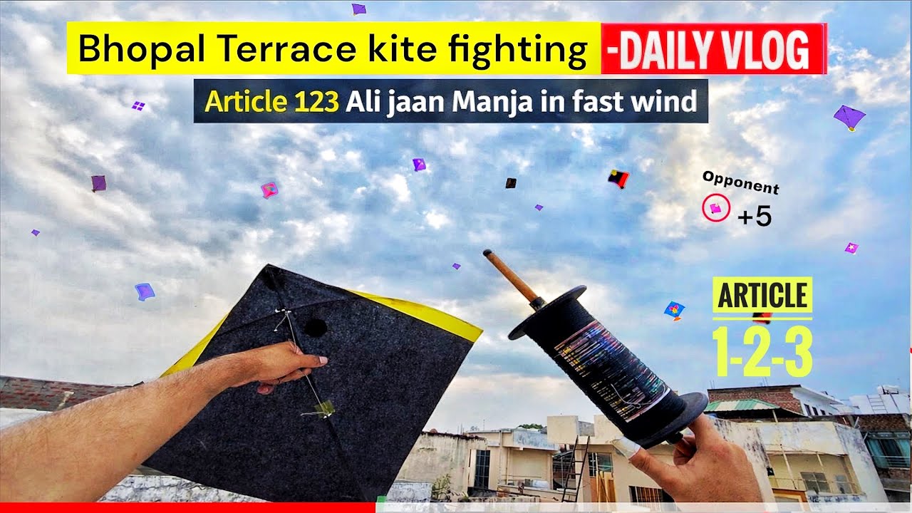 Addi Patang  /  Article 123  Manja sa fast wind mae Terrase par patangbaazi / rooftop kite fighting 
