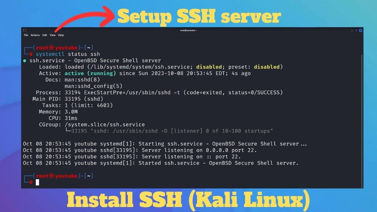 How to Install SSH Server on Kali Linux - YouTube