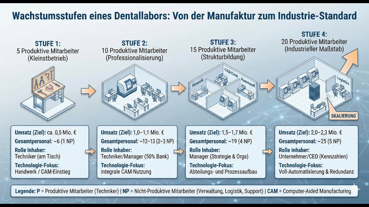 Die 4 Wachstumsstufen für 2.5 Mio Umsatz im Dentallabor