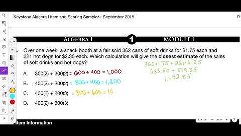 2019 Module 1 Problem 3 Algebra 1 PDE Item and Scoring Sampler