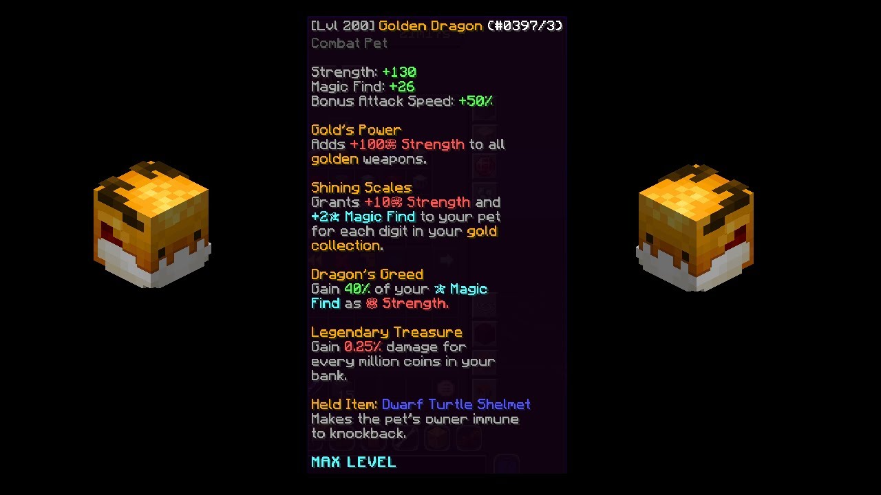 Lvl 200 Golden Dragon Hypixel Skyblock Ironman YouTube