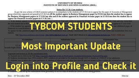 Most Important Update for TYBCOM Students | Idol Update