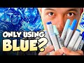 Coloring using only blue markers  crazy challenge