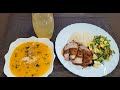 ♨️ALMUERZO🇪🇨 COMPLETO Crema de choclo 🌽con pollo🐔, Cerdo🐷 en salsa de tamarindo con ensalada 🥗. ‼️