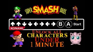 Unlocking all characters in super smash bros N64 - Konami Code screenshot 2