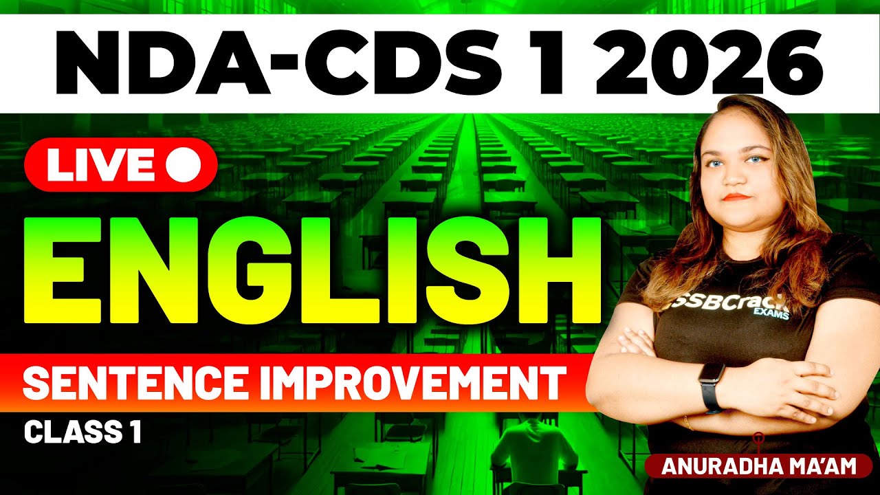 NDA & CDS 1 2026 Exam English Live - Sentence Improvement - Class 1