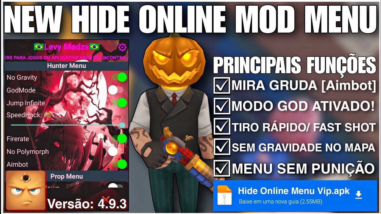 O MELHOR MOD MENU!😱 Hide Online Mod Menu v4.9.3》100% Anti-Ban + 60 Funções  GAMEPLAY #4 [2022]✓ 